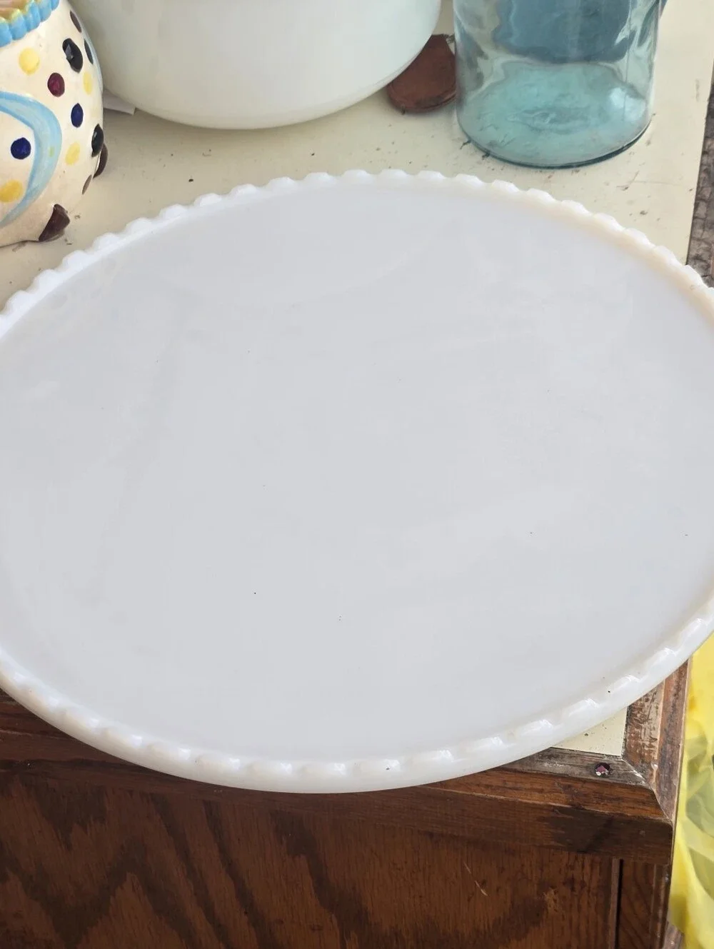 Vintage White Milk Glass Round Platter/dental Tray Ritter Company Rochester Ny